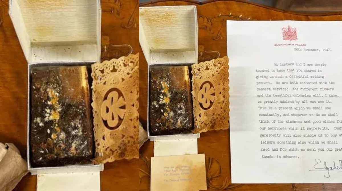 കേക്ക് കഷണവും അതിനോടൊപ്പം കണ്ടെത്തിയ കത്തും. ചിത്രം കടപ്പാട്; x.com/KShevchenkoReal