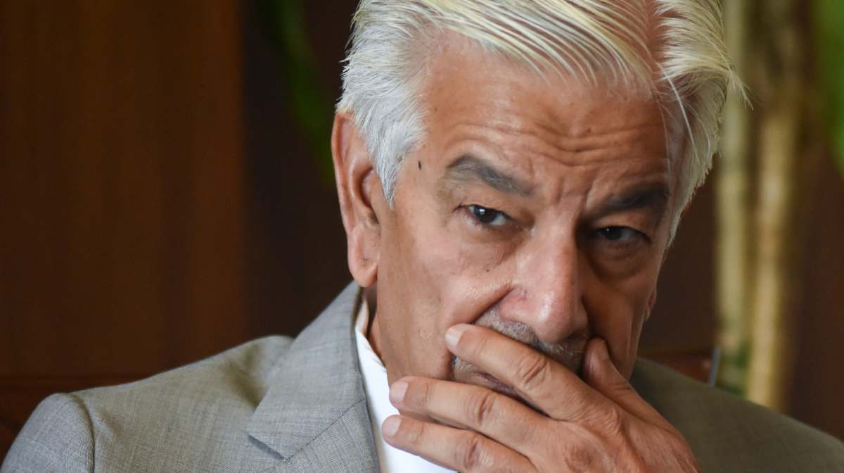 Pakistan s Defence Minister Khawaja Muhammad Asif looks on during an interview with Reuters in Islamabad, Pakistan April 28, 2025. REUTERS/Waseem Khan