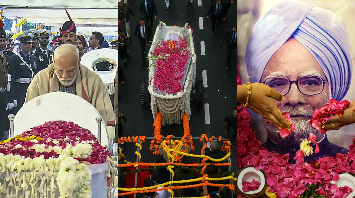 പുഷ്പചക്രം സമര്‍പ്പിക്കുന്ന പ്രധാനമന്ത്രി (ഇടത്തേയറ്റം)