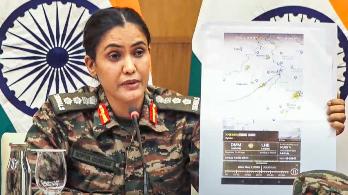 **EDS: THIRD PARTY IMAGE** In this screengrab from a video released by the Ministry of External Affairs (MEA) on May 9, 2025, Colonel Sofiya Qureshi speaks during a special briefing on  Operation Sindoor , amid the ongoing India-Pakistan military conflict, in New Delhi. (MEA via PTI Photo) (PTI05_09_2025_000261B)