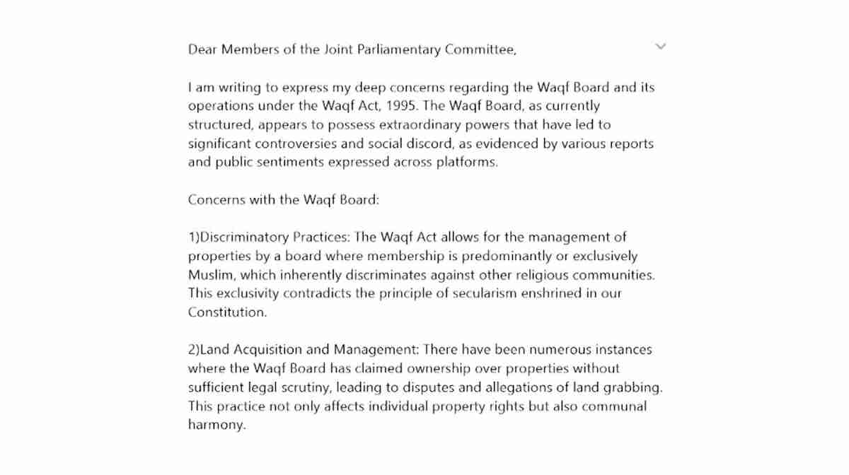 waqf-bjp-email