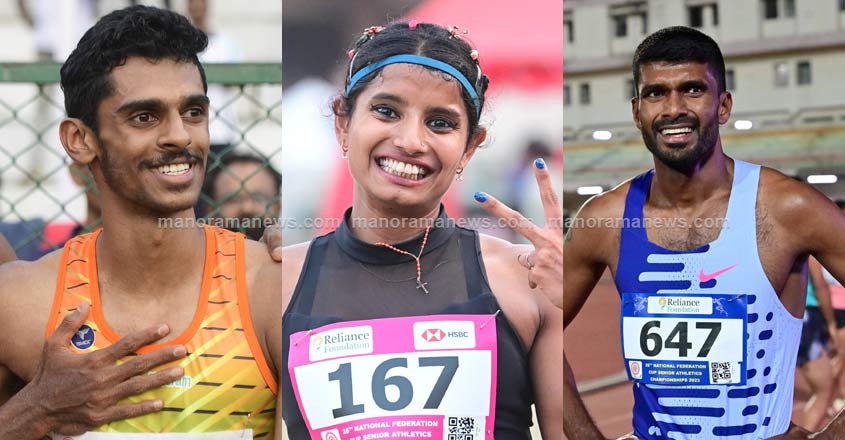 എം.ശ്രീശങ്കര്‍, ആന്‍സി സോജന്‍, ജിന്‍സന്‍ ജോണ്‍സന്‍ (ഫയല്‍ ചിത്രം)