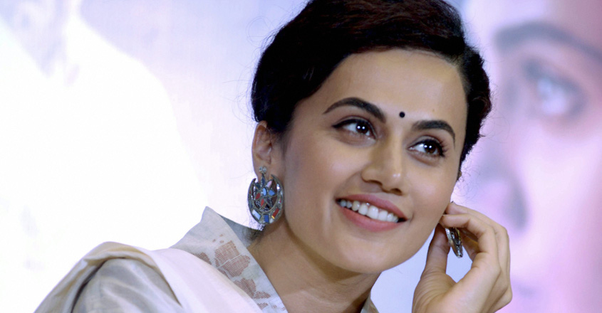 PTI7_23_2018_000172B New Delhi: Bollywood actress Taapsee Pannu at a promotional event for their film 'Mulk', in New Delhi on Monday, July 23, 2018. (PTI Photo) (PTI7_23_2018_000172B)