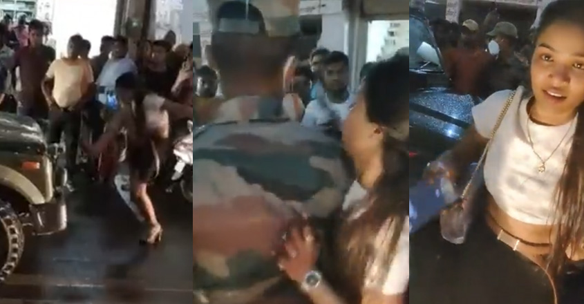 drunken-women-blocks-vehicle drunken-women-blocks-vehicle