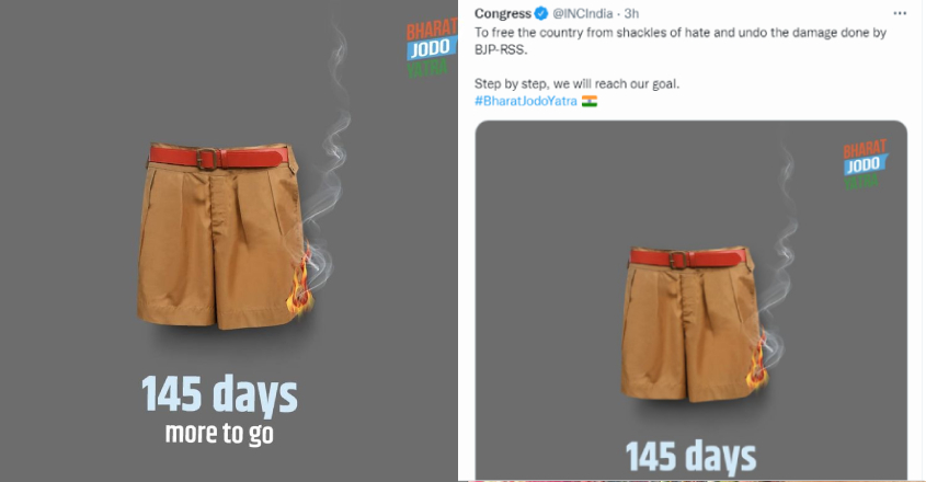 Congress tweeted sharing a photo of burning khaki panties