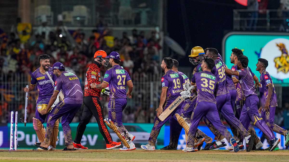 Kolkata Knight Riders players celebrate after winning the Indian Premier League (IPL) 2024 final