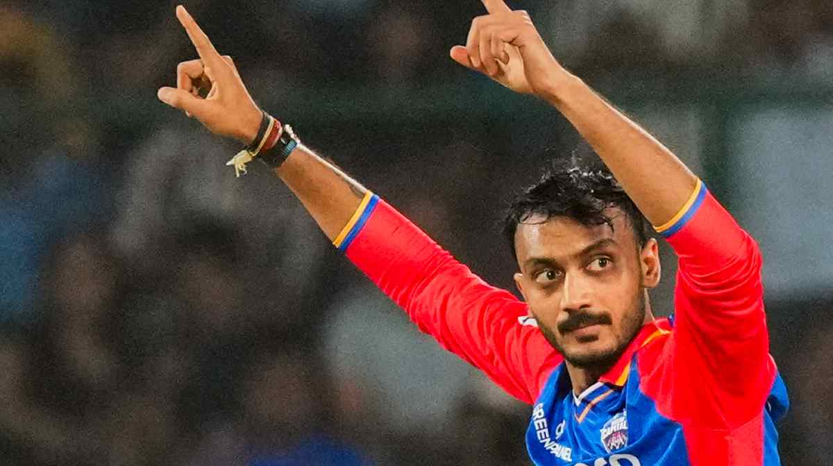 New Delhi: Delhi Capitals bowler Axar Patel celebrate wicket of Gujarat Titans batter A Omerzai during the Indian Premier League (IPL) 2024 cricket match between Delhi Capitals and Gujarat Titans at Arun Jaitley Stadium in New Delhi, Wednesday, April 24, 2024. (PTI Photo/Kamal Kishore)
(PTI04_24_2024_000279A)
