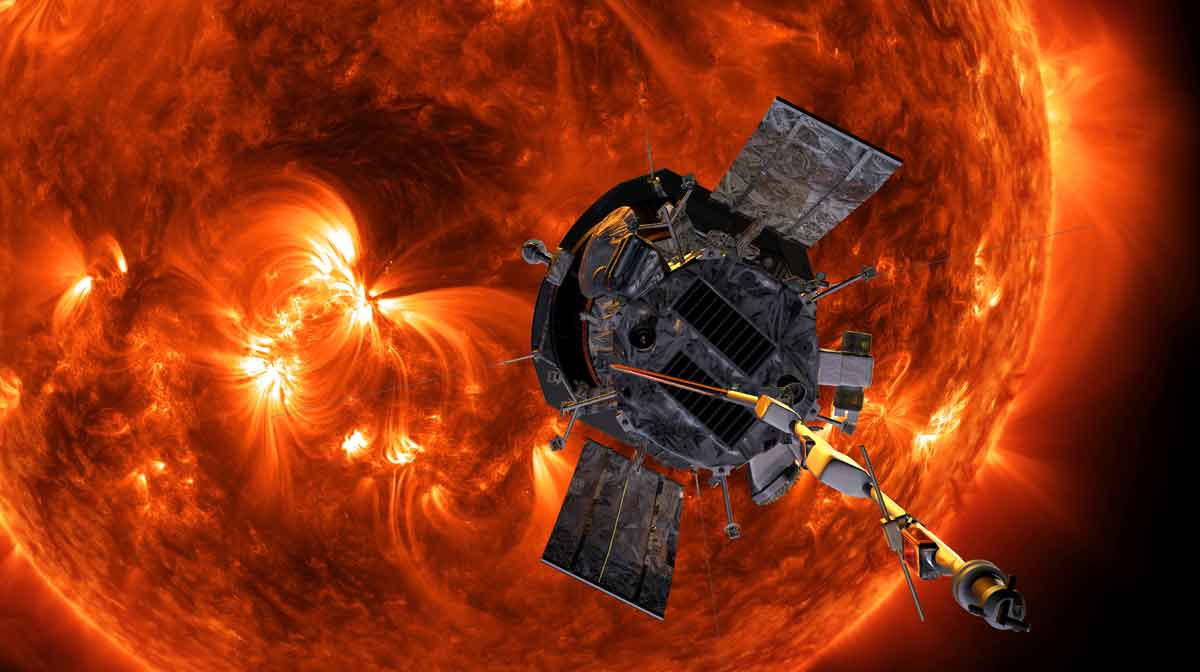 Artist's concept shows the Parker Solar Probe spacecraft flying into the Sun's outer atmosphere, called the corona, on a mission to help scientists learn more about the Sun. NASA/Johns Hopkins APL/Steve Gribben/Handout via REUTERS